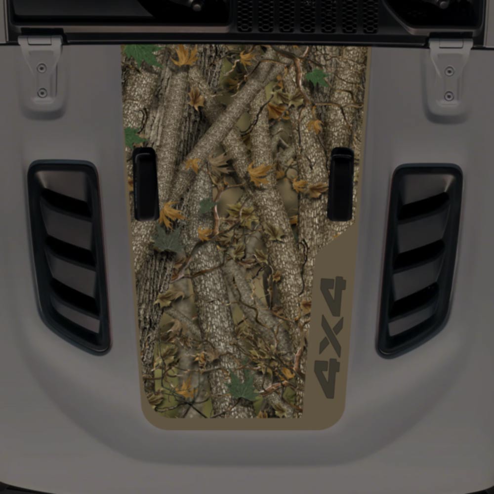 Jeep JL Wrangler Rubicon Hood 4x4 Decal Fits 2018-2025 Forest Camo
