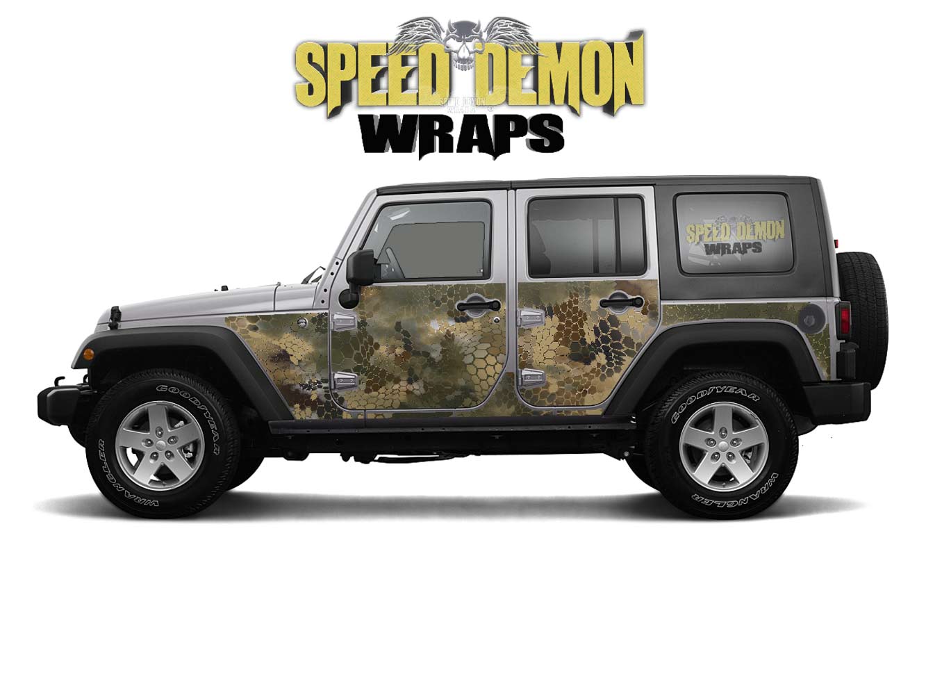 Pre-cut Jeep Wrangler Wrap Kit - Chameleon Camouflage - Fits Jk 2007-2017 - Lt/Rt Side (Choose Color)