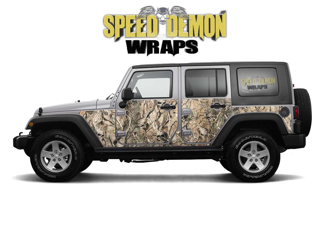 Pre-cut Jeep Wrangler Wrap Kit - Obliteration Skull Camouflage - Fits Jk 2007-2017 - Lt/Rt Side