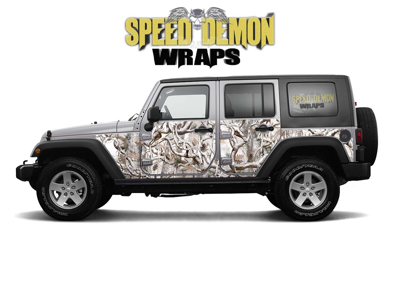 Pre-cut Jeep Wrangler Wrap Kit - Snow Buck Camouflage - Fits Jk 2007-2017 - Lt/Rt Side