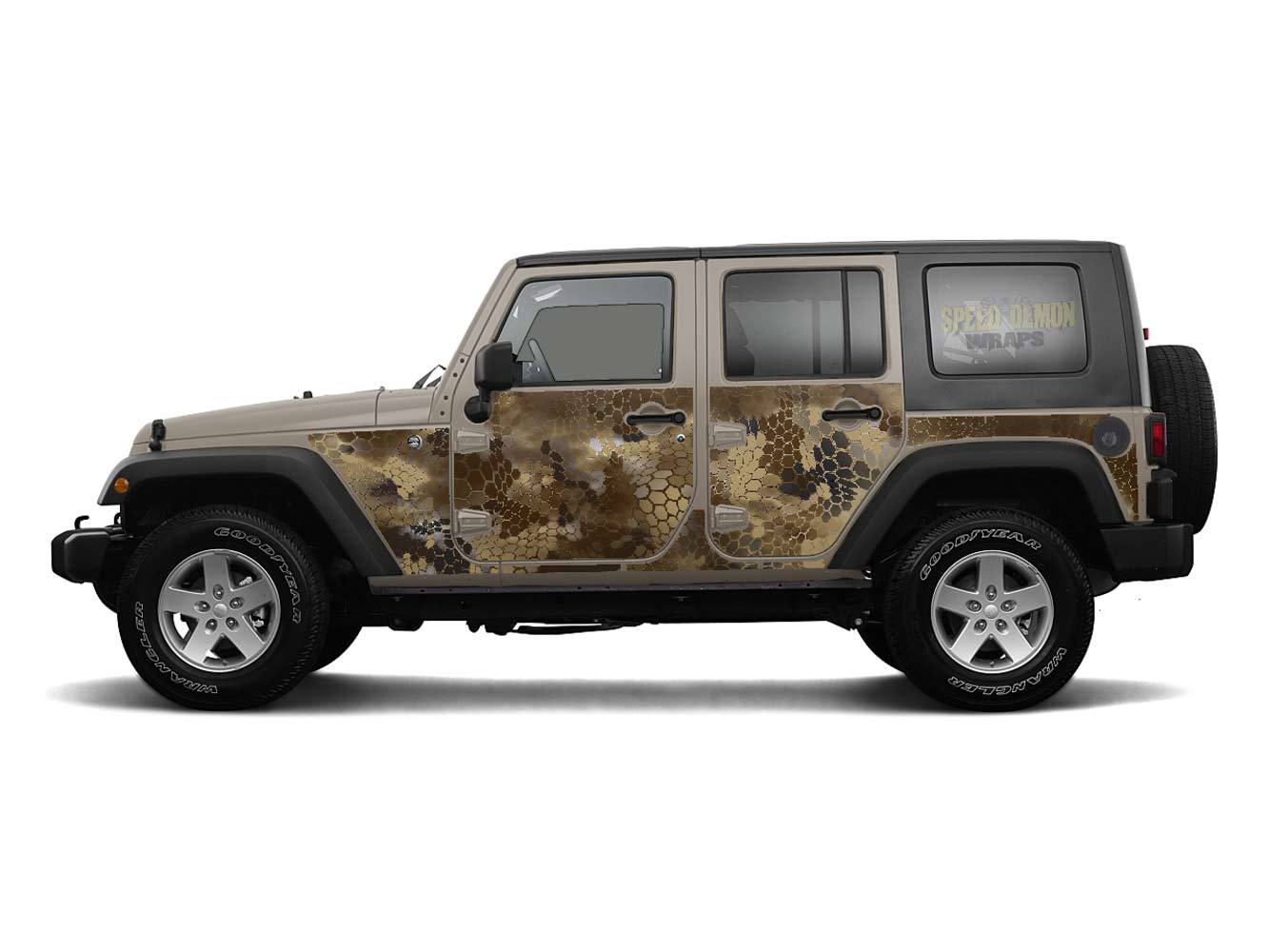 Pre-cut Jeep Wrangler Wrap Kit - Chameleon Camouflage - Fits Jk 2007-2017 - Lt/Rt Side (Choose Color)