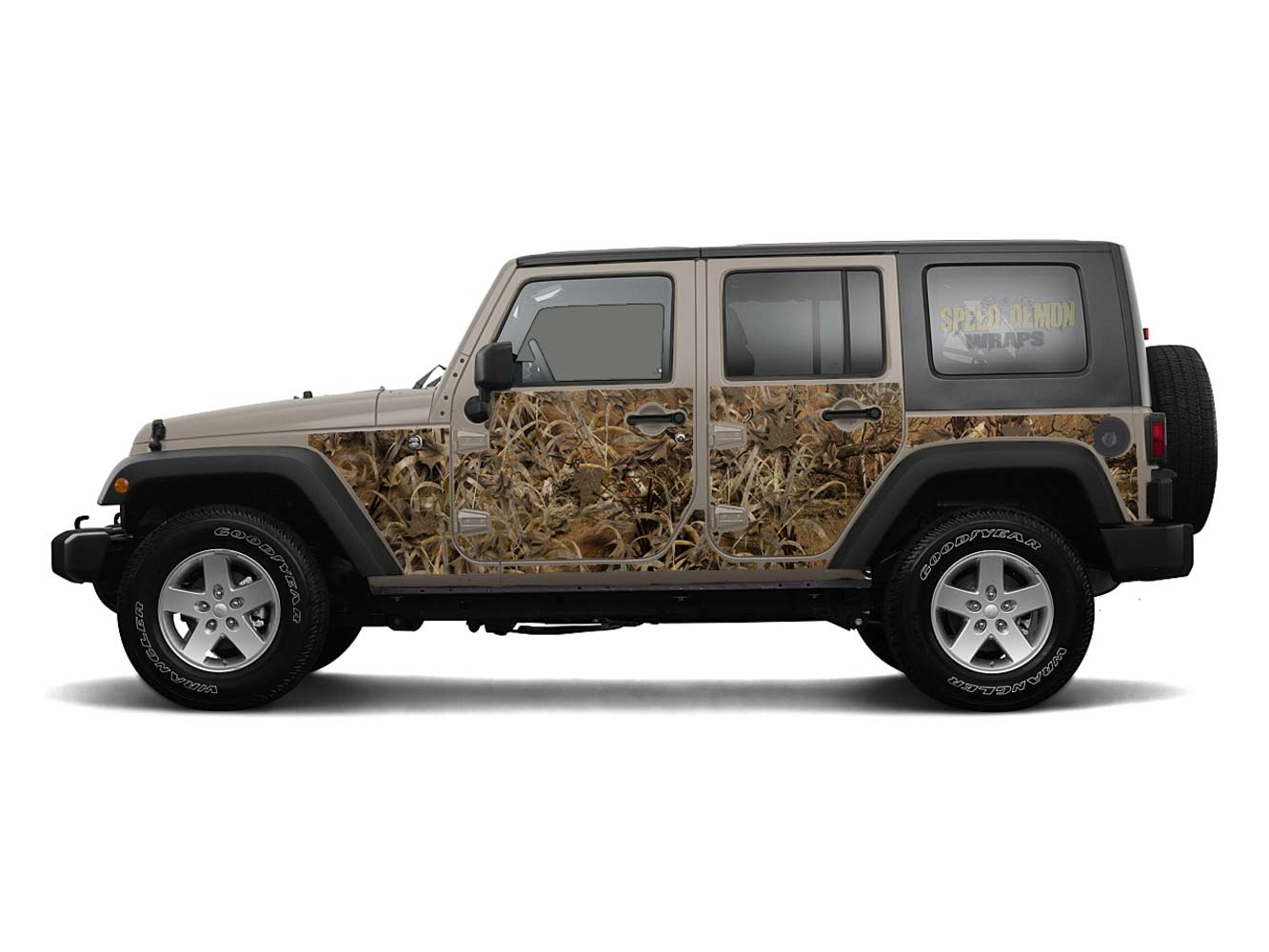 Pre-cut Jeep Wrangler Wrap Grassland Camouflage