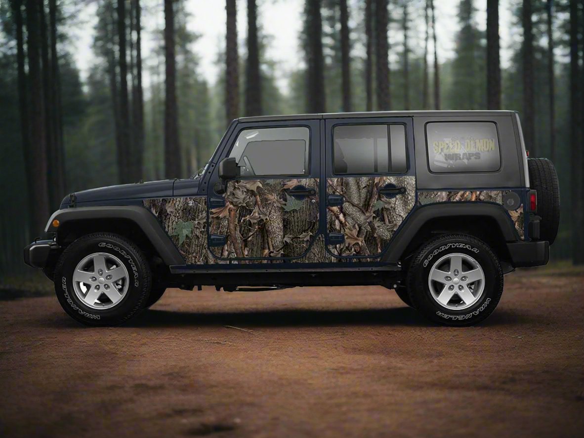 Pre-cut Jeep Wrangler Wrap Oak Ambush Camouflage