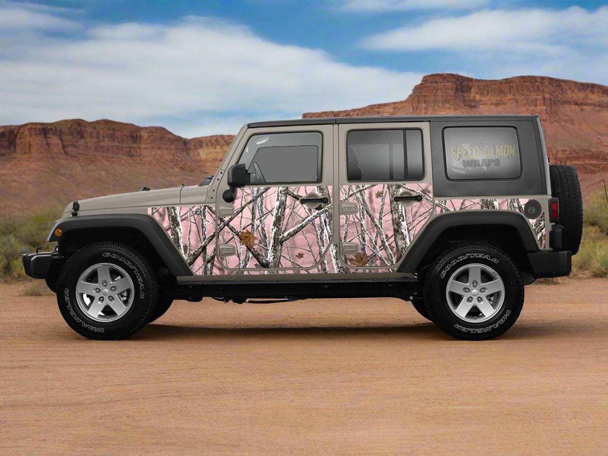 Pre-cut Jeep Wrangler Wrap Kit - Pink Snowstorm Camo - Fits Jk 2007-2017