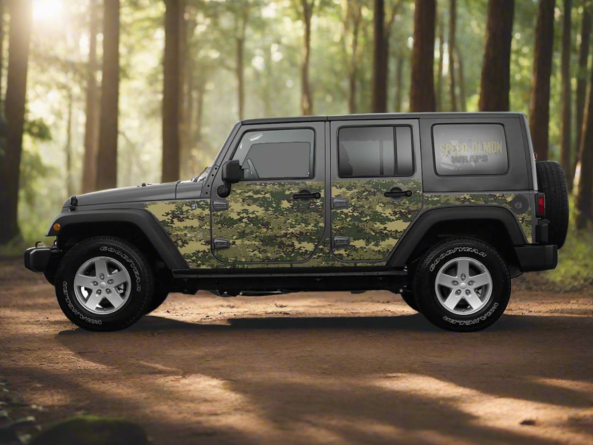 Pre-cut Jeep Wrangler Wrap Green Digital Camo