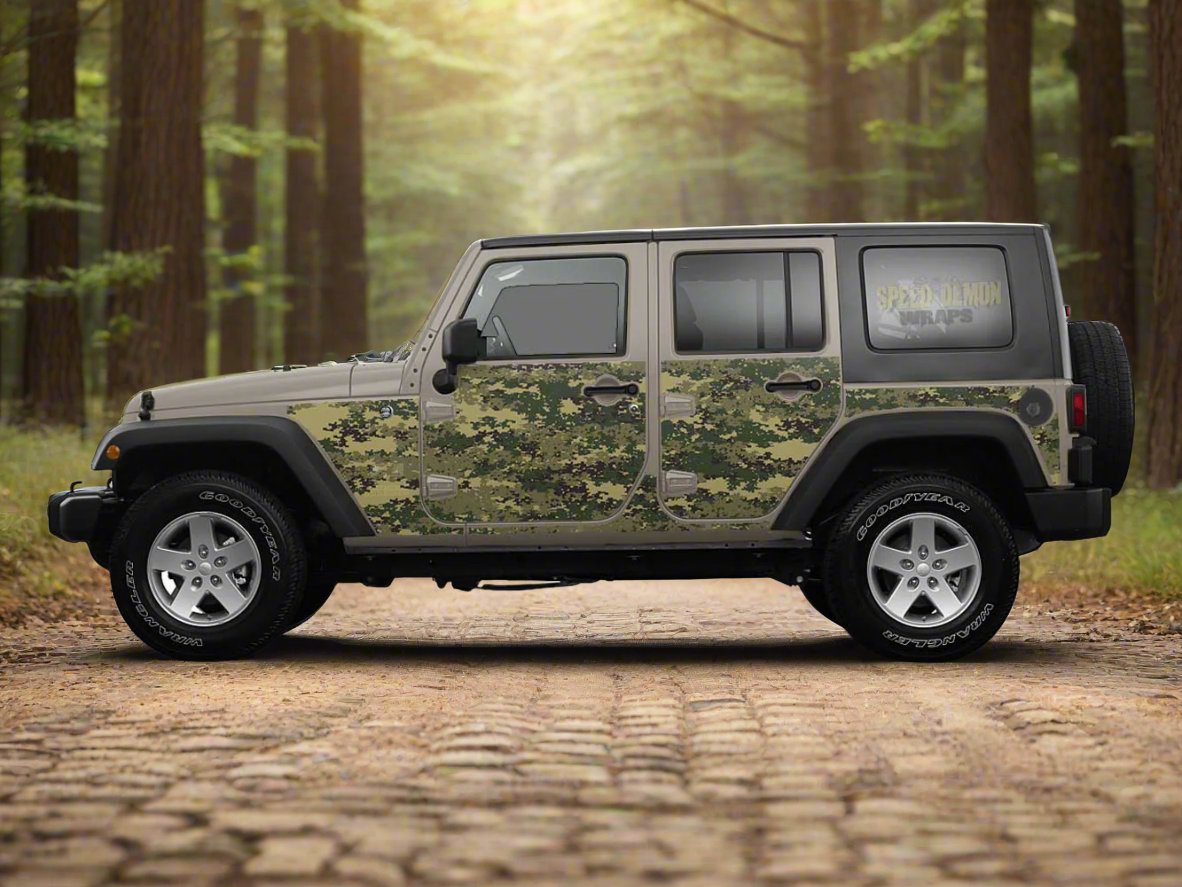 Pre-cut JK Jeep Wrangler Wrap Green Digital Camouflage