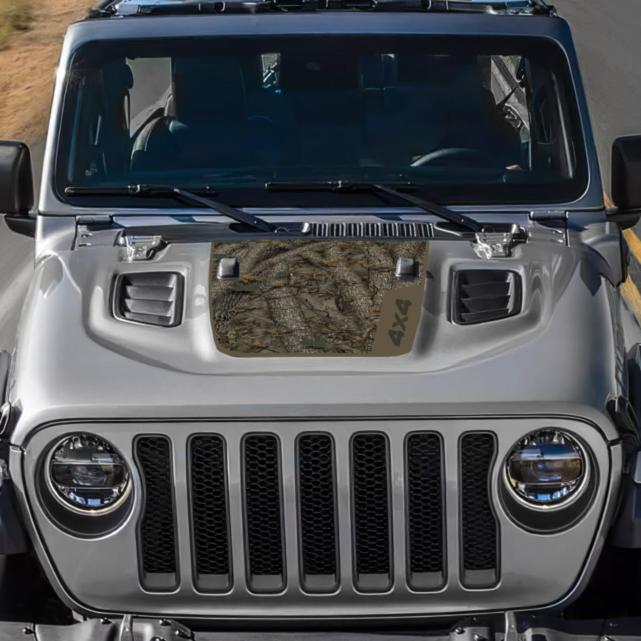Jeep JL Wrangler 4x4 Hood Decal Fits 2018-2025 Forest Camo