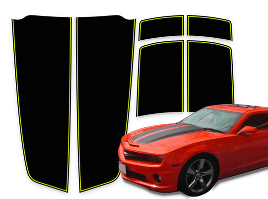 Camaro Racing Stripes Black - Yellow Pinstripe 2010-2015