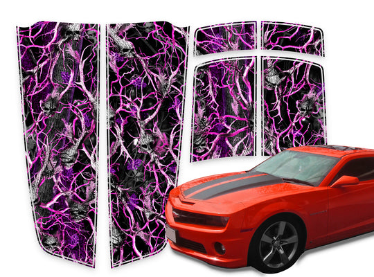 Camaro Racing Stripes Skulls Pink Die-Cut 2010-2015