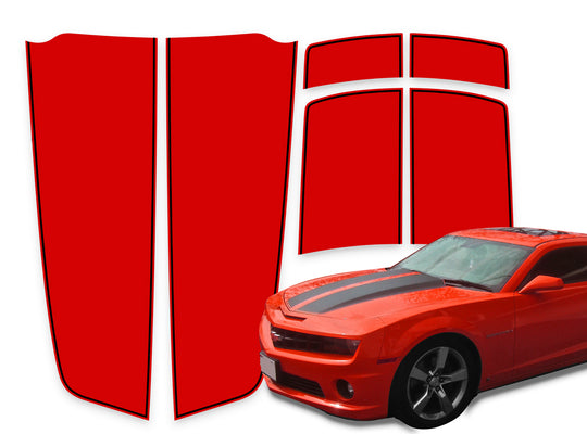 Camaro Racing Stripes Red - Black Pinstripe 2010-2015