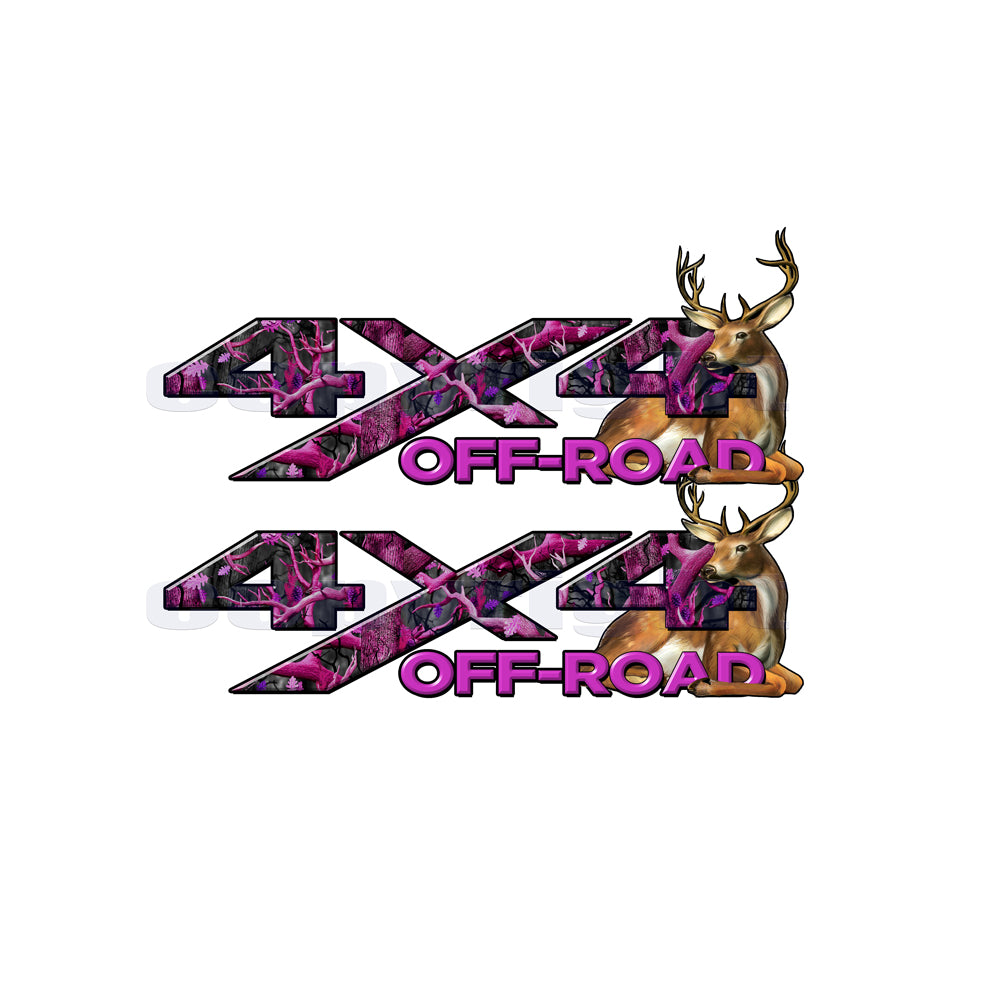 4X4 Offroad Decals Skull Camo Big Buck Pink