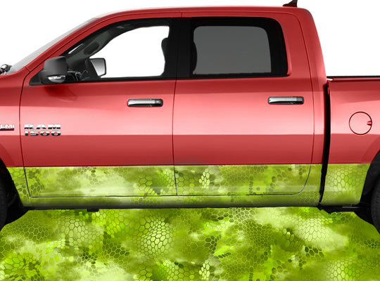 Chameleon Camo 3 Green Rocker Panel Wrap Graphic Decal Wrap Truck Kit