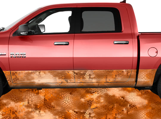 Chameleon Camo 3 Orange Rocker Panel Wrap Graphic Decal Wrap Truck Kit