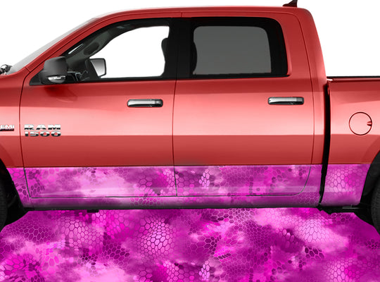 Chameleon Camo 3 Pink Rocker Panel Wrap Graphic Decal Wrap Truck Kit