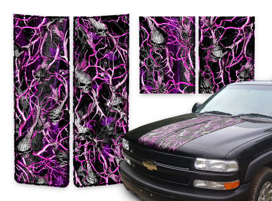 Chevy Tahoe Racing Stripes Skulls Pink - Black Pinstripe 2000-2006