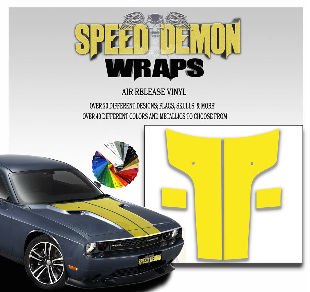 Dodge Challenger Hood Stripes Yellow