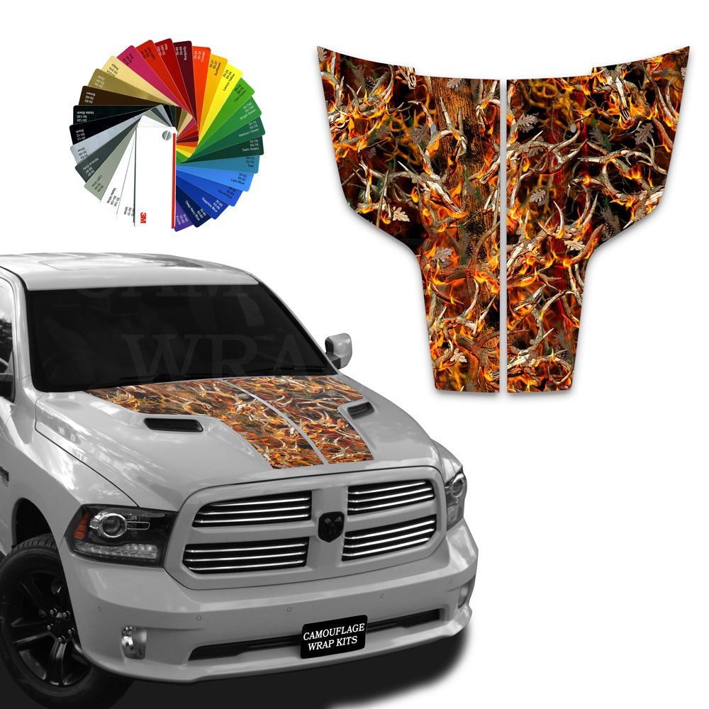 Dodge Ram Hood Stripes Blaze Buck Camo