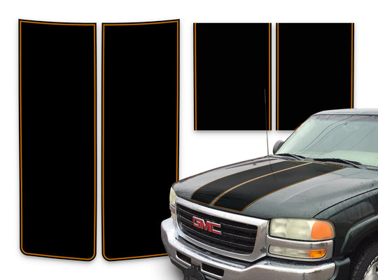 GMC Sierra Racing Stripes Black - Orange Pinstripe 2000-2006