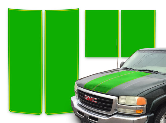 GMC Sierra Racing Stripes Green - Yellow Pinstripe 2000-2006
