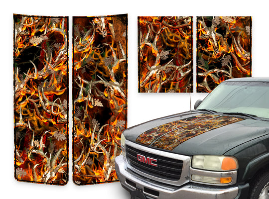 GMC Sierra Racing Stripes Buck Skulls Blaze - Black Pinstripe 2000-2006