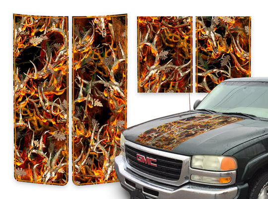 GMC Sierra Racing Stripes Buck Skulls Blaze - Orange Pinstripe 2000-2006