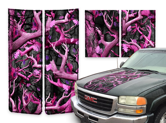 GMC Sierra Racing Stripes Obliteration Pink - Black Pinstripe 2000-2006