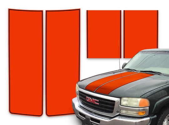 GMC Sierra Racing Stripes Orange - Black Pinstripe 2000-2006