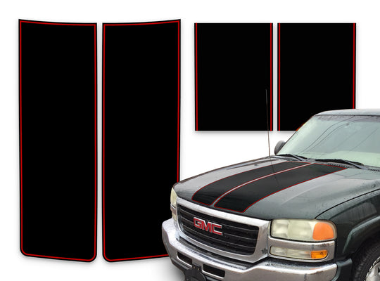 GMC Yukon Racing Stripes Black - Red Pinstripe 2000-2006