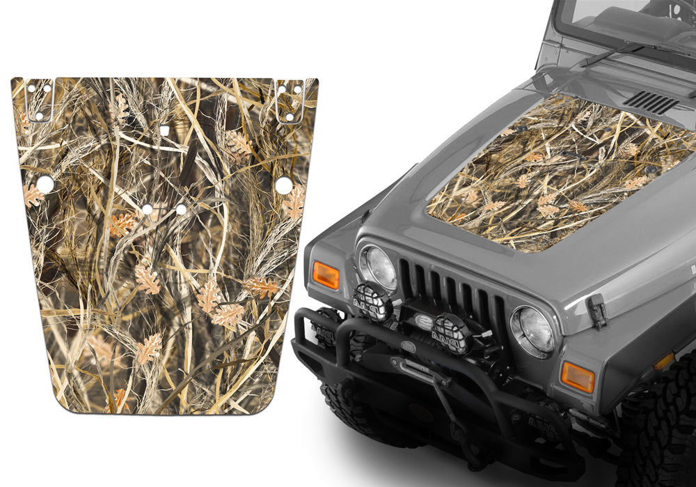 Jeep Hood Decal Blackout Wrap - Tallgrass Camouflage Wrangler 1997-2006