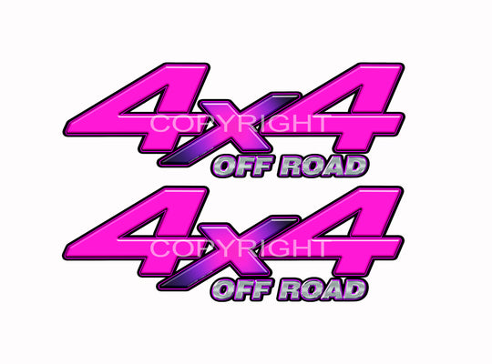 4X4 Pink Starburst Decals Truck Magenta Truck Graphics Colored "X" 2 Pack