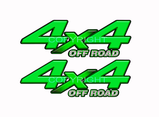4X4 Green Starburst Decals Truck Lime Green Graphics Colored "X" 2 Pack
