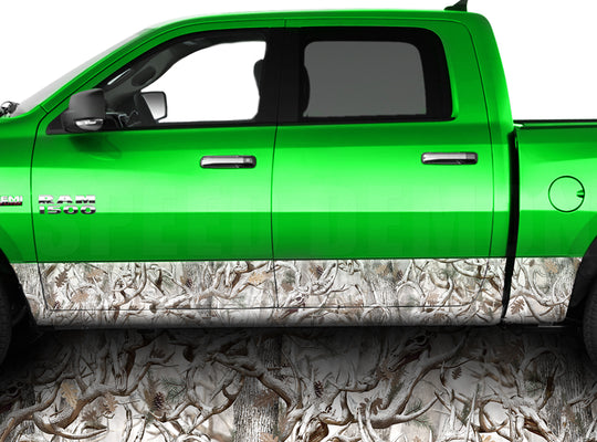 Buck Snow Obliteration Camo Rocker Panel Wrap Graphic Decal Wrap Truck Kit