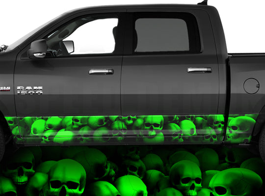 Rocker Panel Wraps Skulls Unhallowed Ground Green