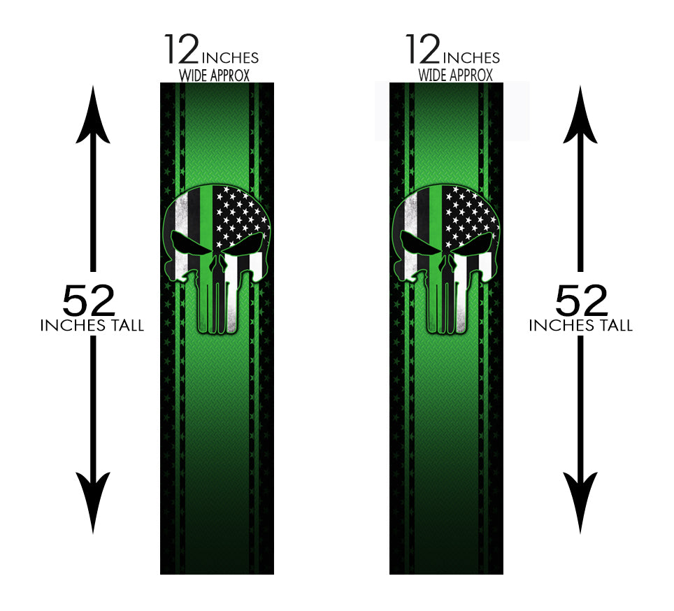 Punisher Skull Green Diamond Plate Truck Bed Stripes - 2 Pack Bed Bands