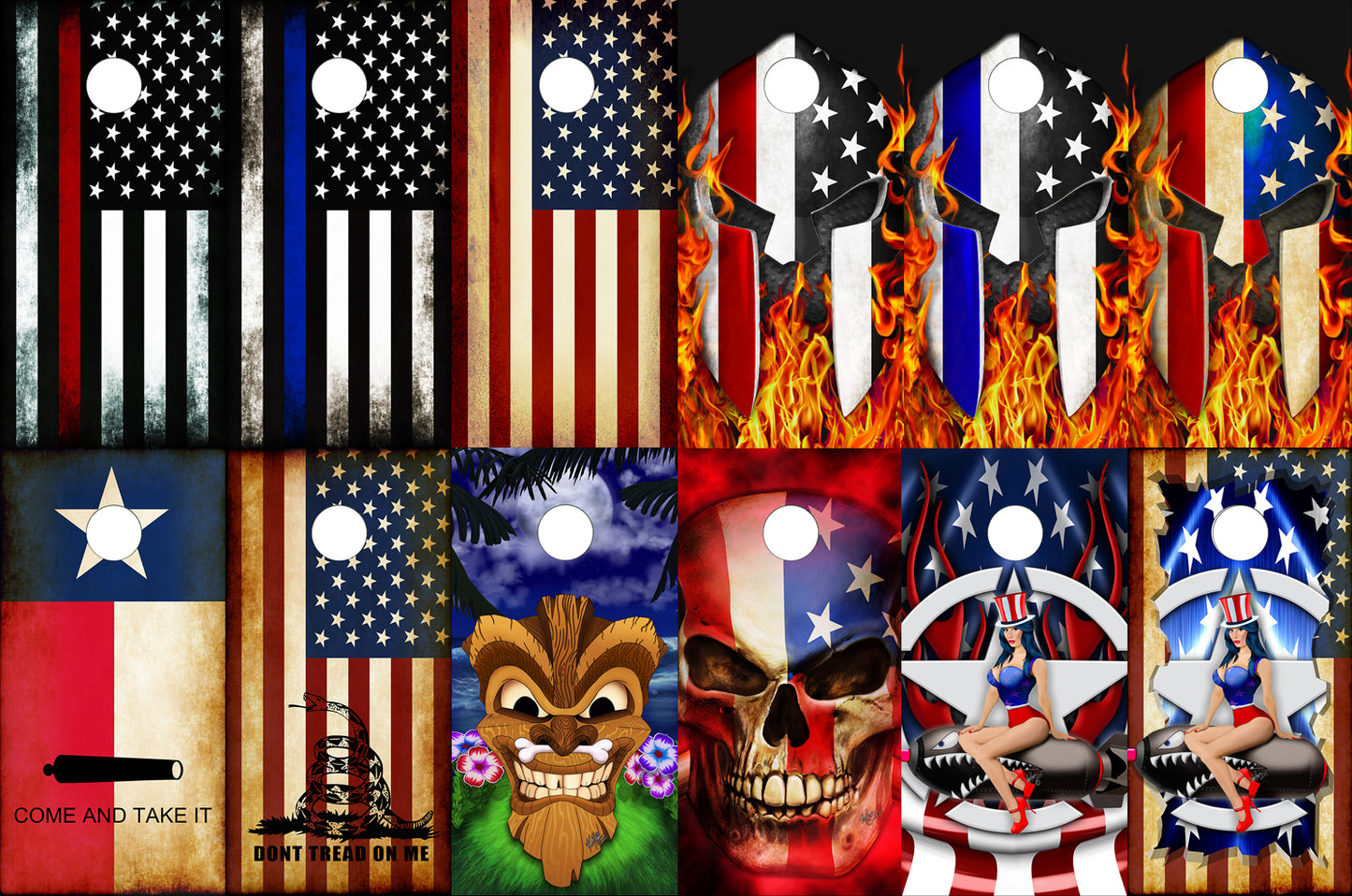 American Flag Buck-n-Deer Cornhole Wraps 2 PACK