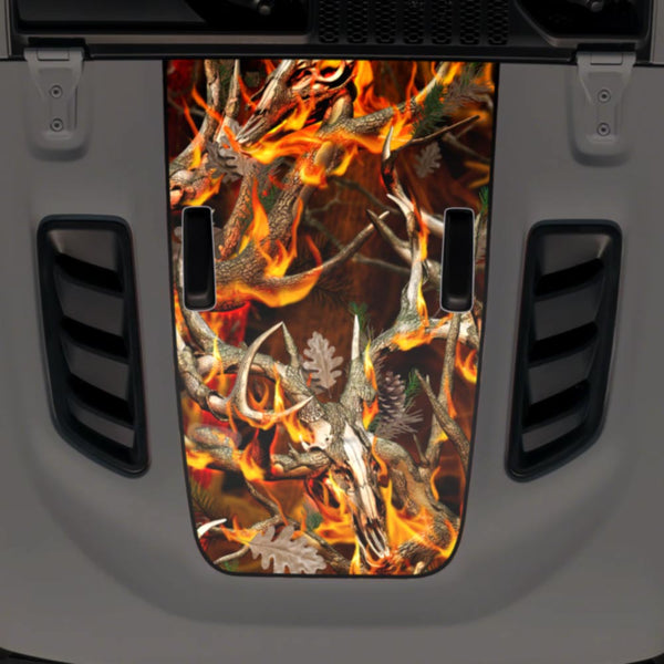 Jeep JL Wrangler Rubicon Hood Decal Fits 2018-2024 Buck Blaze Camo