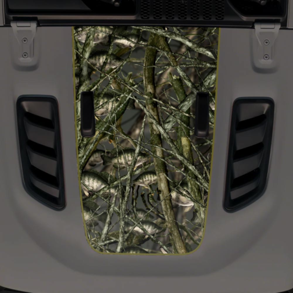 Jeep JL Wrangler Rubicon Hood Decal Fits 2018-2025 Crappie Camouflage