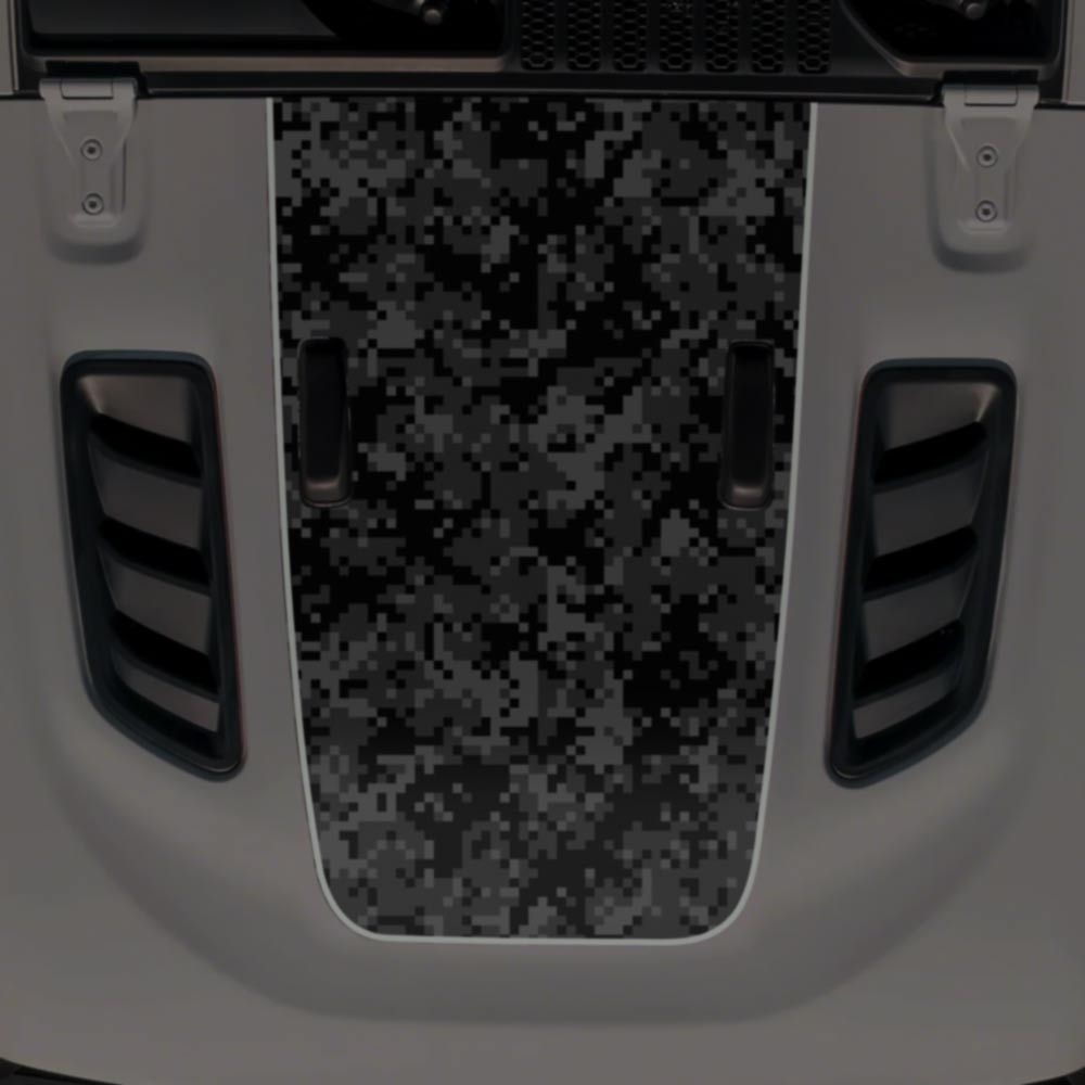 Jeep JL Wrangler  Hood Decal Fits 2018-2025 Black Digital Camo 