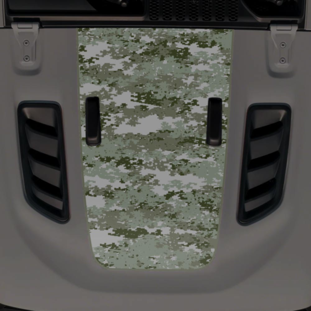 Jeep JL Wrangler Hood Decal Fits 2018-2025 Green Digital Camo