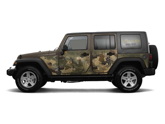Pre-cut Jeep Wrangler Wrap Kit - Chameleon Camouflage - Fits Jk 2007-2017 - Lt/Rt Side (Choose Color)