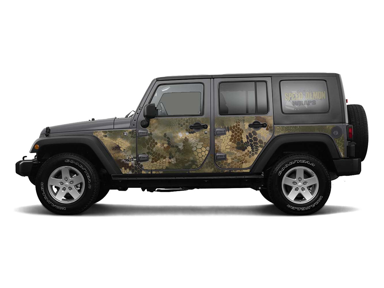 Pre-cut Jeep Wrangler Wrap Kit - Chameleon Camouflage - Fits Jk 2007-2017 - Lt/Rt Side (Choose Color)