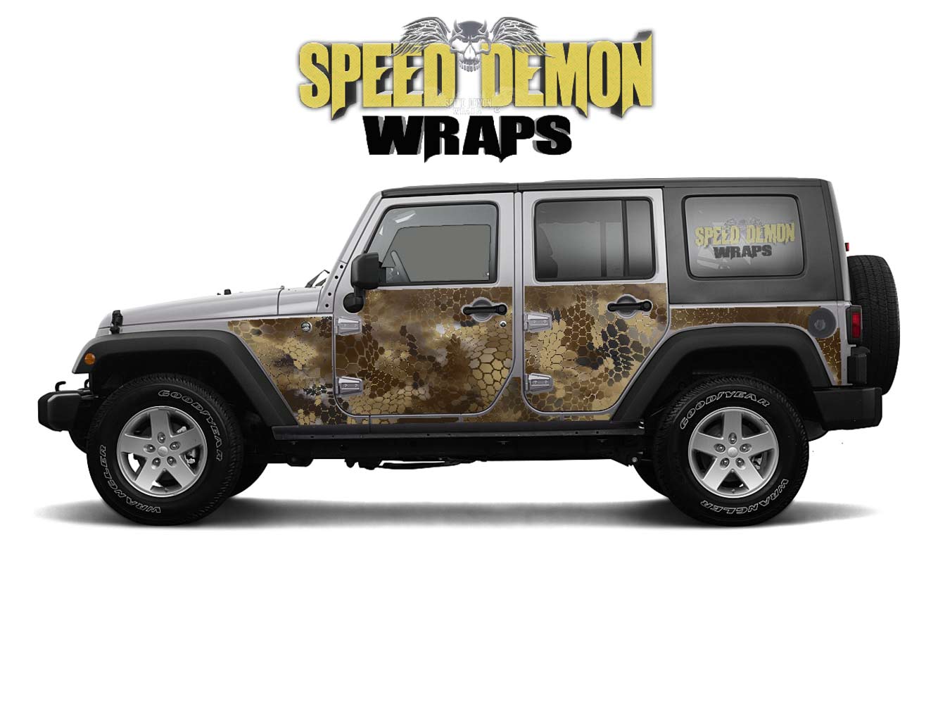Pre-cut Jeep Wrangler Wrap Kit - Chameleon Camouflage - Fits Jk 2007-2017 - Lt/Rt Side (Choose Color)