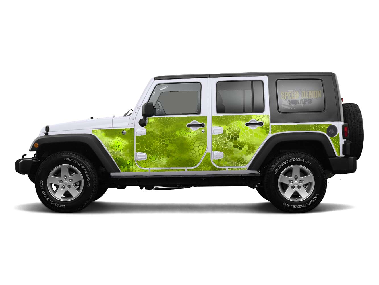 Pre-cut Jeep Wrangler Wrap Kit - Chameleon Camouflage - Fits Jk 2007-2017 - Lt/Rt Side (Choose Color)