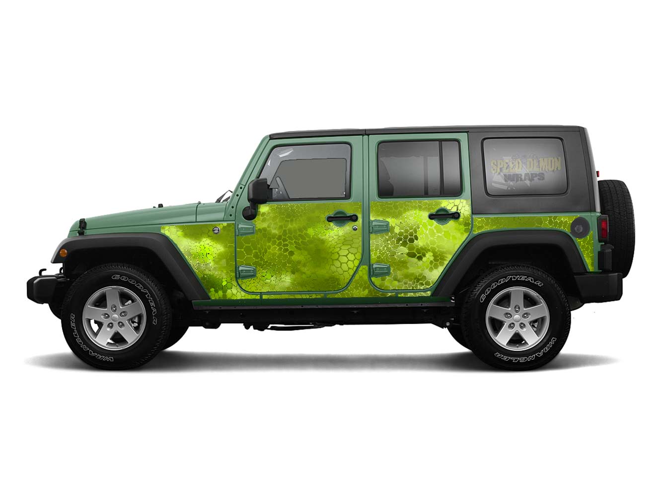 Pre-cut Jeep Wrangler Wrap Kit - Chameleon Camouflage - Fits Jk 2007-2017 - Lt/Rt Side (Choose Color)
