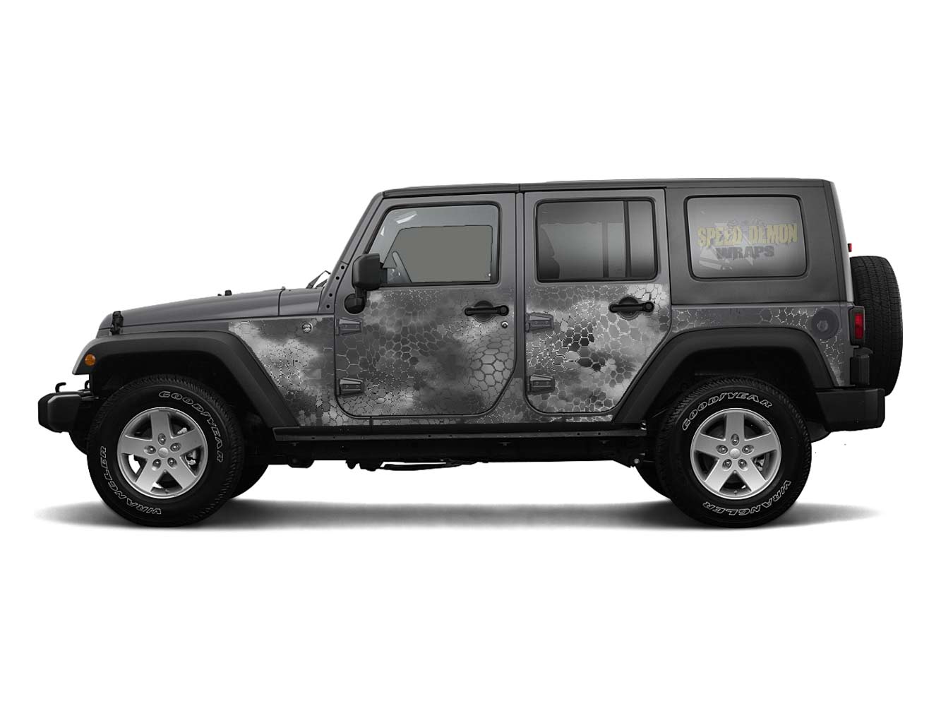 Pre-cut Jeep Wrangler Wrap Kit - Chameleon Camouflage - Fits Jk 2007-2017 - Lt/Rt Side (Choose Color)