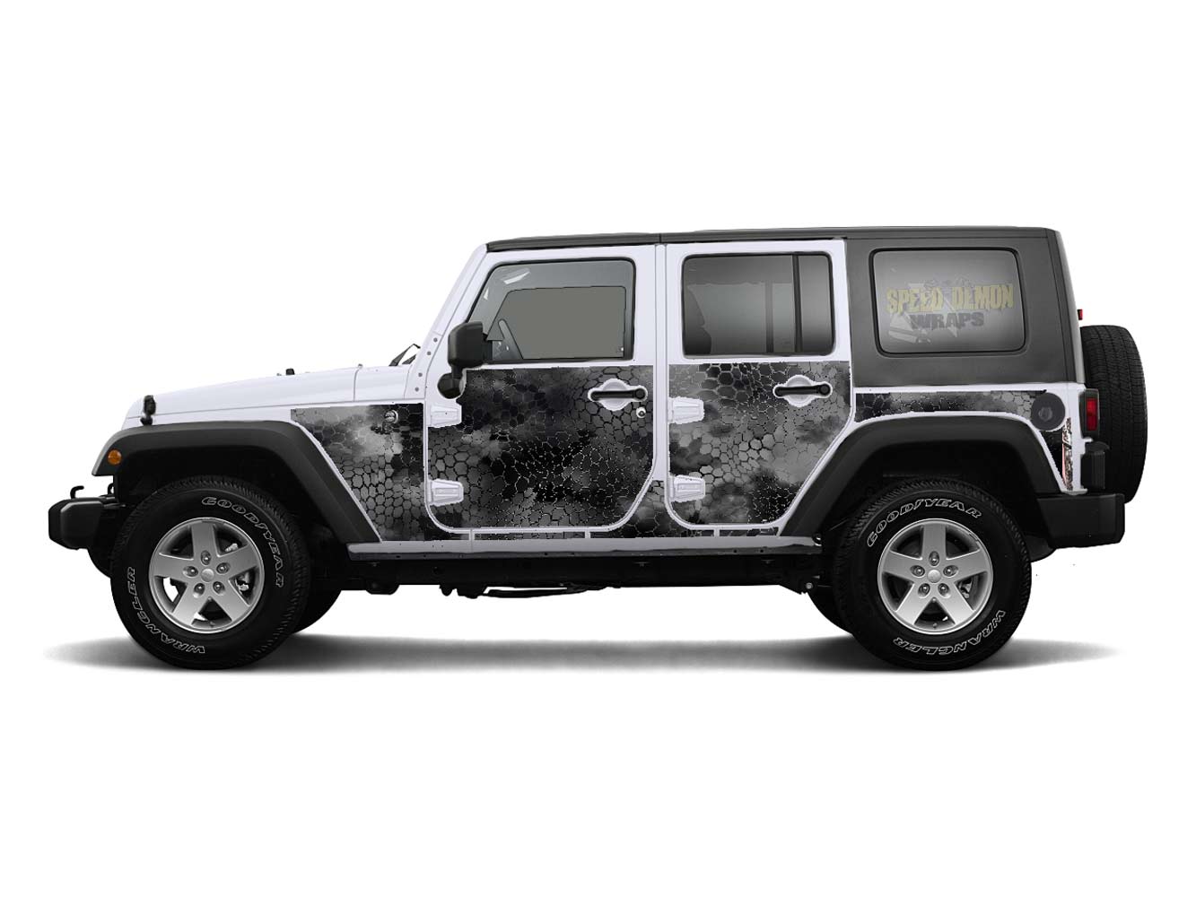 Pre-cut Jeep Wrangler Wrap Kit - Chameleon Camouflage - Fits Jk 2007-2017 - Lt/Rt Side (Choose Color)