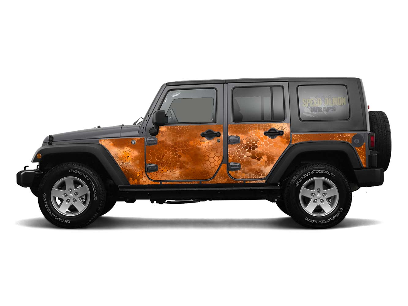 Pre-cut Jeep Wrangler Wrap Kit - Chameleon Camouflage - Fits Jk 2007-2017 - Lt/Rt Side (Choose Color)