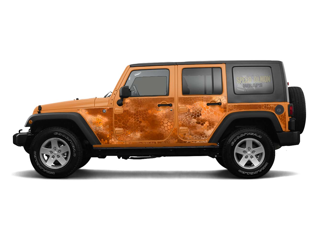 Pre-cut Jeep Wrangler Wrap Kit - Chameleon Camouflage - Fits Jk 2007-2017 - Lt/Rt Side (Choose Color)