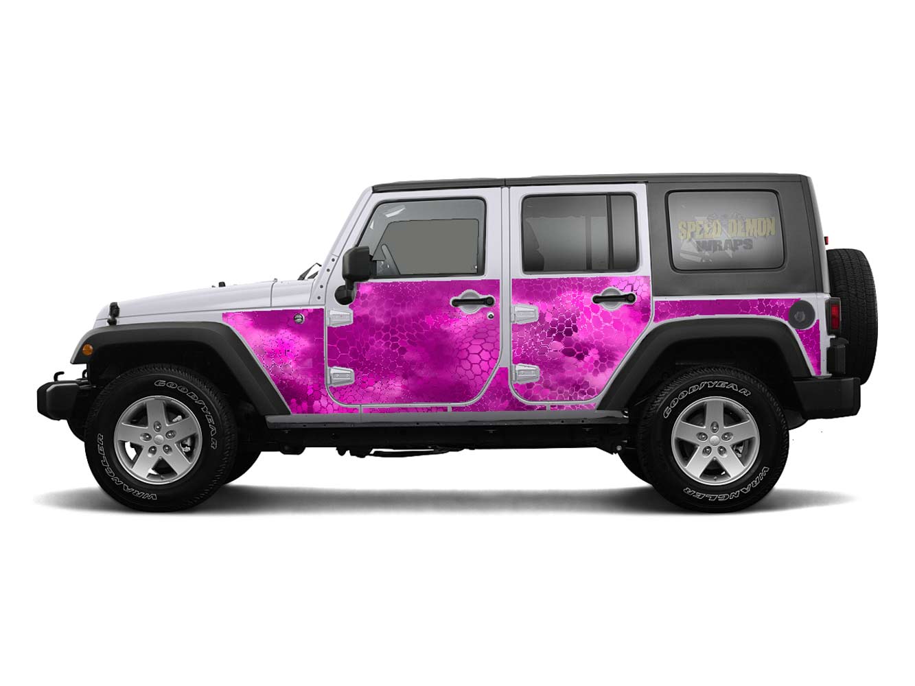 Pre-cut Jeep Wrangler Wrap Kit - Chameleon Camouflage - Fits Jk 2007-2017 - Lt/Rt Side (Choose Color)