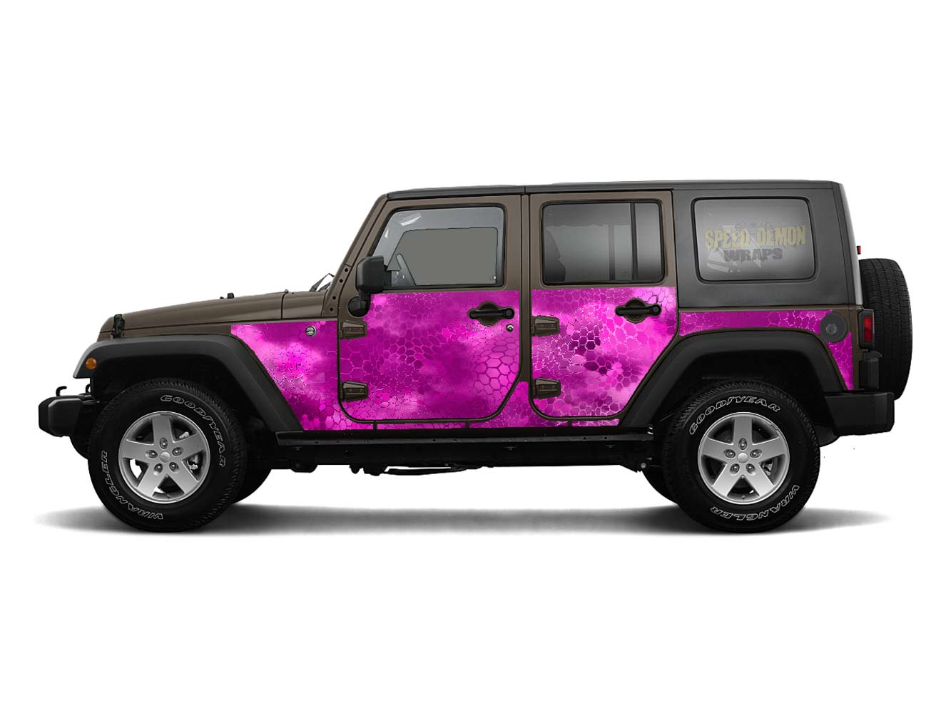 Pre-cut Jeep Wrangler Wrap Kit - Chameleon Camouflage - Fits Jk 2007-2017 - Lt/Rt Side (Choose Color)